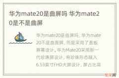 华为mate20是曲屏吗 华为mate20是不是曲屏