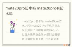 mate20pro防水吗 mate20pro有防水吗