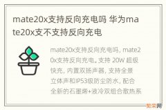 mate20x支持反向充电吗 华为mate20x支不支持反向充电