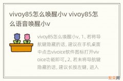 vivoy85怎么唤醒小v vivoy85怎么语音唤醒小v