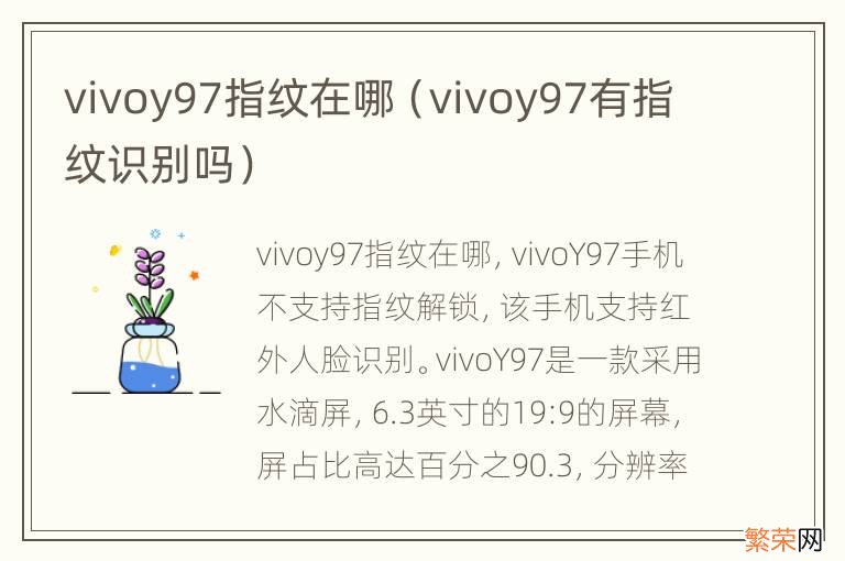 vivoy97有指纹识别吗 vivoy97指纹在哪