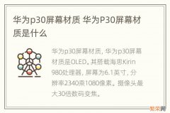 华为p30屏幕材质 华为P30屏幕材质是什么