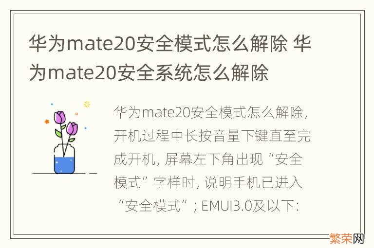 华为mate20安全模式怎么解除 华为mate20安全系统怎么解除