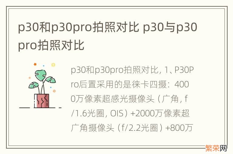 p30和p30pro拍照对比 p30与p30pro拍照对比