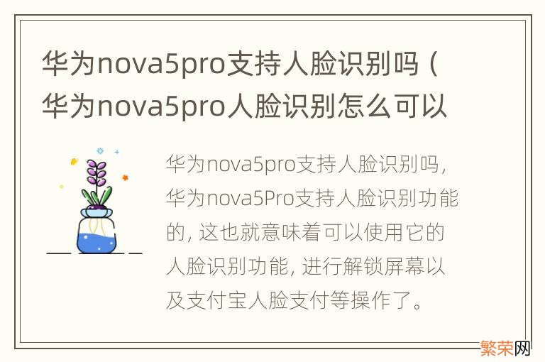 华为nova5pro人脸识别怎么可以消除 华为nova5pro支持人脸识别吗