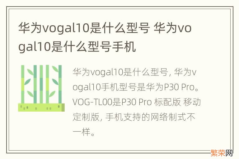 华为vogal10是什么型号 华为vogal10是什么型号手机