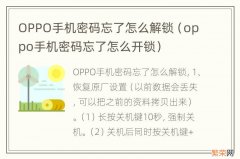 oppo手机密码忘了怎么开锁 OPPO手机密码忘了怎么解锁