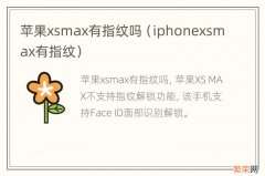 iphonexsmax有指纹 苹果xsmax有指纹吗
