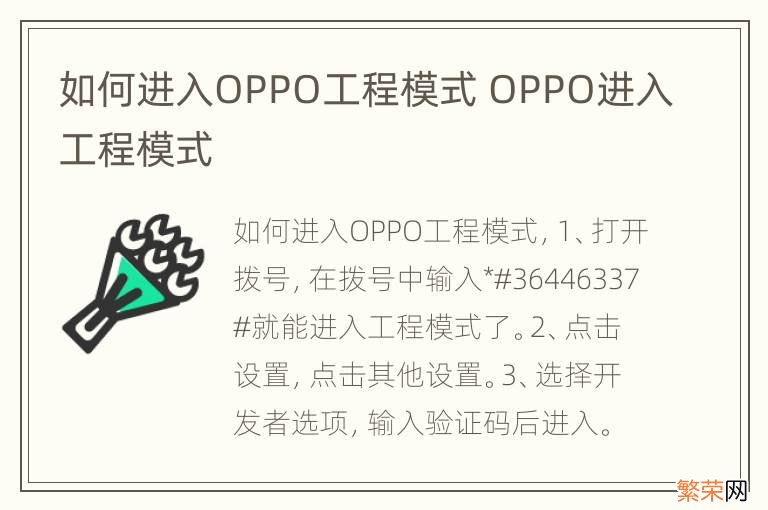 如何进入OPPO工程模式 OPPO进入工程模式