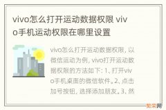 vivo怎么打开运动数据权限 vivo手机运动权限在哪里设置