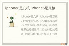 iphone6是几核 iPhone6是几核