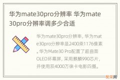 华为mate30pro分辨率 华为mate30pro分辨率调多少合适