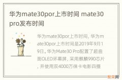 华为mate30por上市时间 mate30pro发布时间