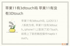 苹果11有3dtouch吗 苹果11有没有3Dtouch