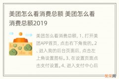 美团怎么看消费总额 美团怎么看消费总额2019