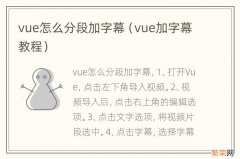 vue加字幕教程 vue怎么分段加字幕