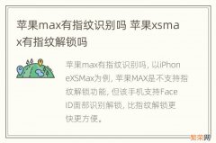 苹果max有指纹识别吗 苹果xsmax有指纹解锁吗