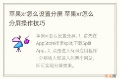 苹果xr怎么设置分屏 苹果xr怎么分屏操作技巧