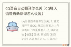 qq聊天语音自动翻译怎么设置 qq语音自动翻译怎么关