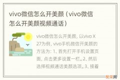 vivo微信怎么开美颜视频通话 vivo微信怎么开美颜