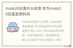 mate20后盖什么材质 华为mate20后盖是塑料吗