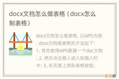 docx怎么制表格 docx文档怎么做表格