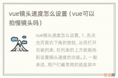 vue可以拍慢镜头吗 vue镜头速度怎么设置