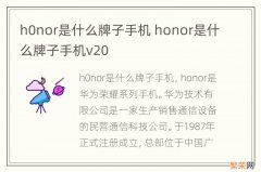 h0nor是什么牌子手机 honor是什么牌子手机v20