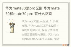 华为mate30跟pro区别 华为mate30和mate30 pro 有什么区别