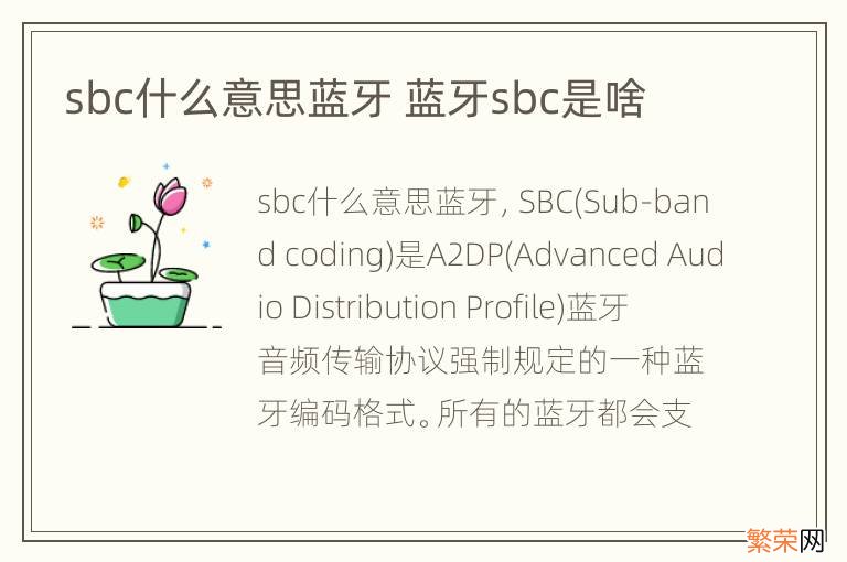 sbc什么意思蓝牙 蓝牙sbc是啥