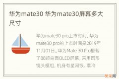 华为mate30 华为mate30屏幕多大尺寸