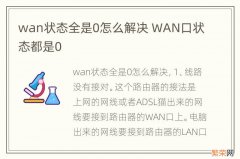 wan状态全是0怎么解决 WAN口状态都是0