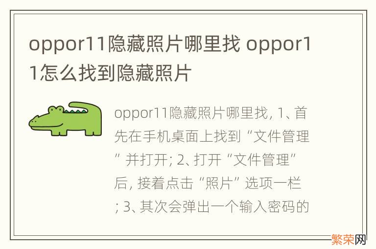 oppor11隐藏照片哪里找 oppor11怎么找到隐藏照片