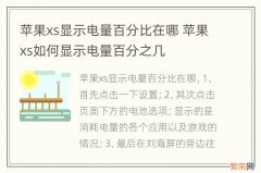 苹果xs显示电量百分比在哪 苹果xs如何显示电量百分之几