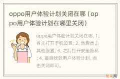oppo用户体验计划在哪里关闭 oppo用户体验计划关闭在哪