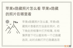 苹果x隐藏照片怎么看 苹果x隐藏的照片在哪里看