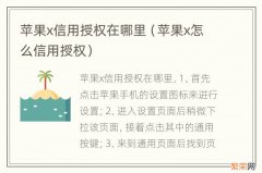 苹果x怎么信用授权 苹果x信用授权在哪里