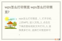 wps怎么打印预览 wps怎么打印预览?