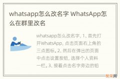 whatsapp怎么改名字 WhatsApp怎么在群里改名