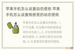 苹果手机怎么设置动态壁纸 苹果手机怎么设置相册里的动态壁纸