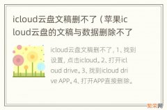 苹果icloud云盘的文稿与数据删除不了 icloud云盘文稿删不了