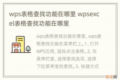 wps表格查找功能在哪里 wpsexcel表格查找功能在哪里