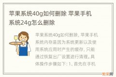 苹果系统40g如何删除 苹果手机系统24g怎么删除