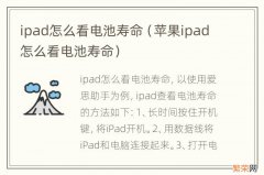 苹果ipad怎么看电池寿命 ipad怎么看电池寿命