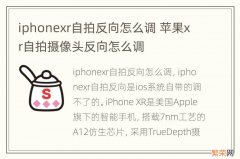 iphonexr自拍反向怎么调 苹果xr自拍摄像头反向怎么调