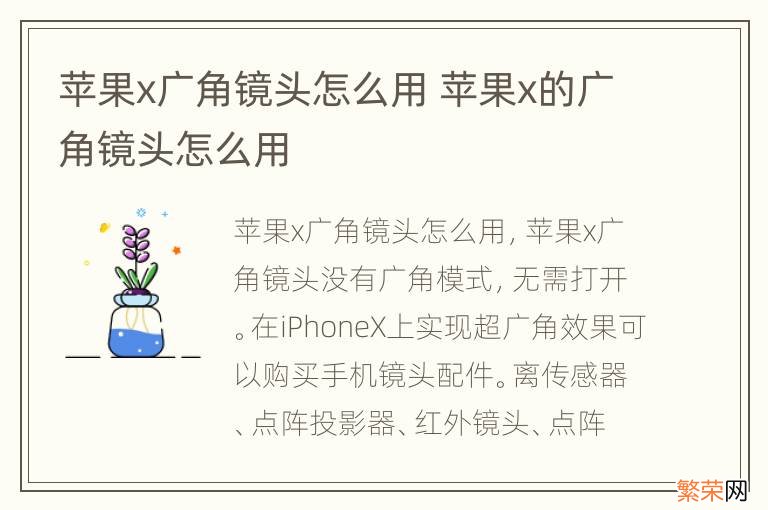 苹果x广角镜头怎么用 苹果x的广角镜头怎么用