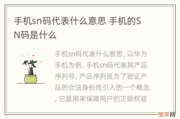 手机sn码代表什么意思 手机的SN码是什么