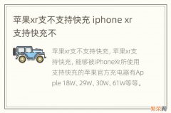 苹果xr支不支持快充 iphone xr支持快充不