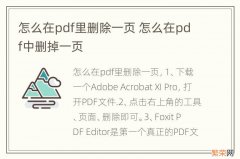 怎么在pdf里删除一页 怎么在pdf中删掉一页