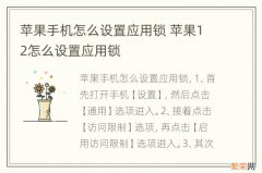 苹果手机怎么设置应用锁 苹果12怎么设置应用锁